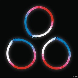 8" Bulk 50 Pc. Patriotic Glow Tri-Color Bracelets