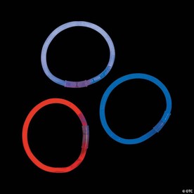 8" Bulk 100 Pc. Patriotic Glow Red, White & Blue Plastic Bracelet Assortment