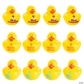 2" Religious Trust, Obey & Pray Rubber Ducks – 12 Pc.