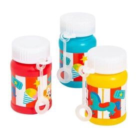 1 oz. Mini Bright Color Carnival Plastic Bubble Bottles with Attached Wand - 24 Pc.