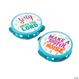 4" Mini Religious Blue Plastic Tambourines – 12 Pc.