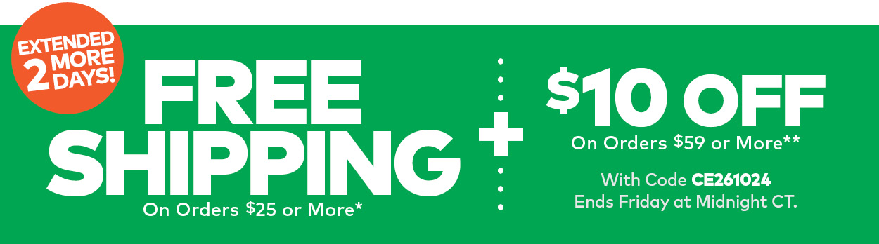 Limited Time! Free Shipping On Orders $25 or More