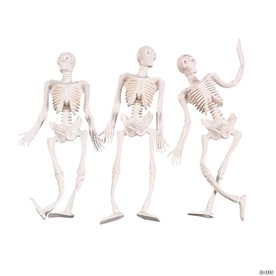 6" - 10" Halloween Stretchy & Poseable White Skeleton Toys - 12 Pc.