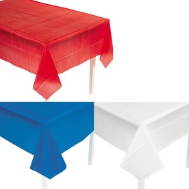 9 Ft. Red, Blue & White Rectangle Disposable Plastic Tablecloth Assortment - 6 Pc.
