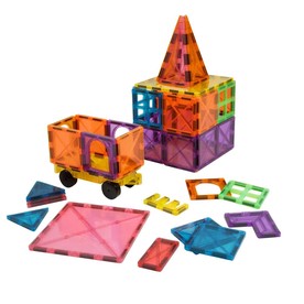 12 1/2" x 9" STEM Bright Magnetic Tiles with Car Base Set - 120 Pc.