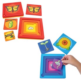 Butterfly & Sunflower Life Cycle Wood Stacking Puzzles Assortment - 8 Pc.