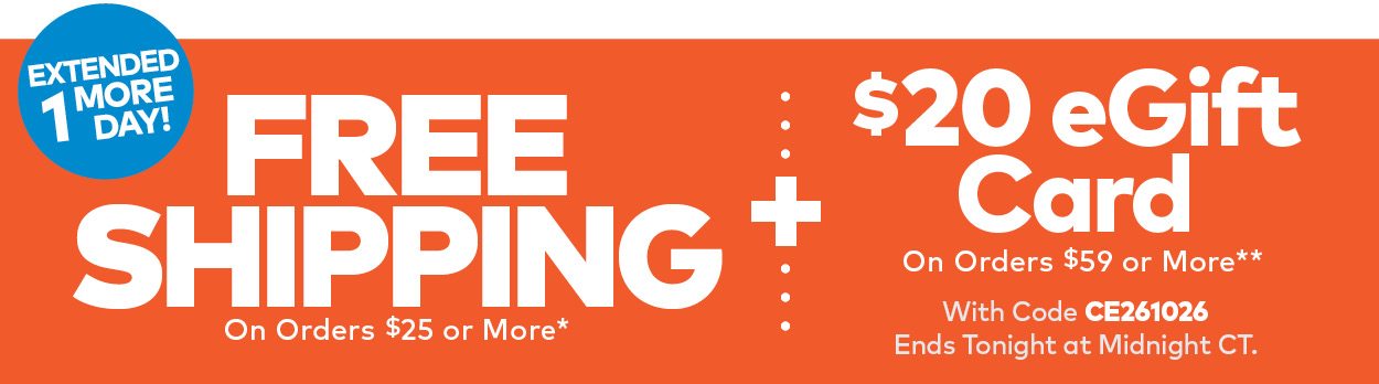 Limited Time! Free Shipping On Orders $25 or More