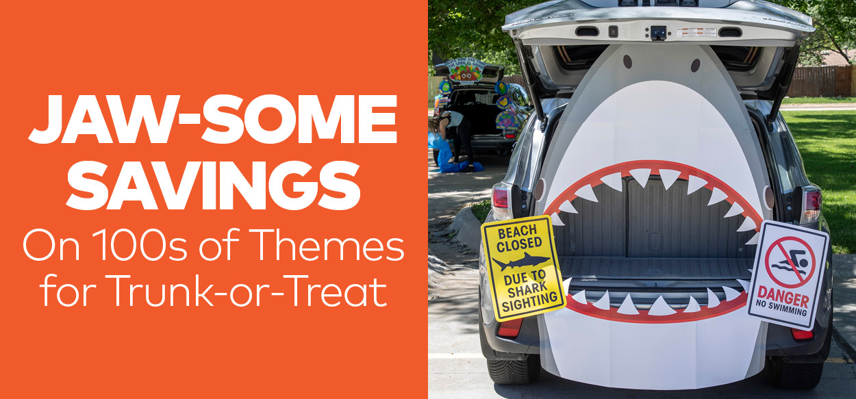 Jaw-Some Savings on 100s of Themes for Trunk-or-Treat