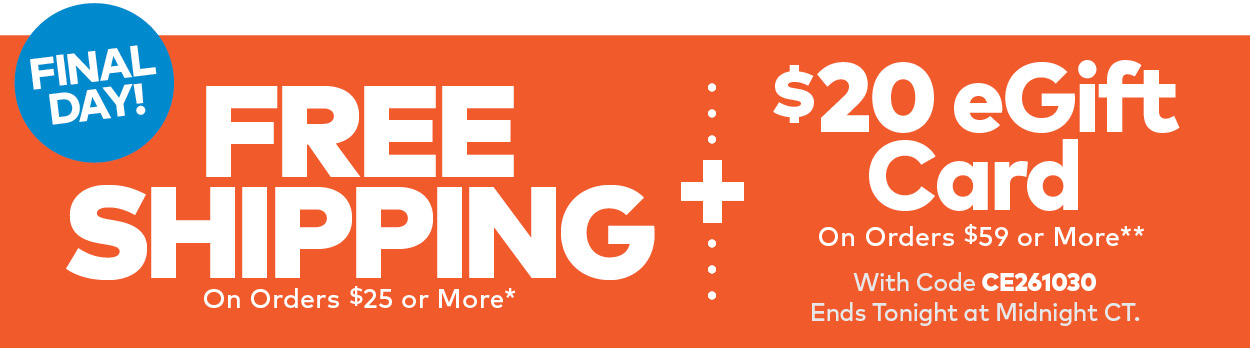 Limited Time! Free Shipping On Orders $25 or More