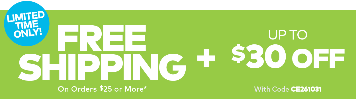 Free Shipping + up to $30 Off!