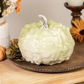 Northlight 7.5" White Textured Pumpkin Fall Halloween Statue