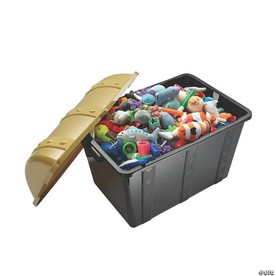 19" x 11" Black & Gold Plastic Treasure Chest Prize Container