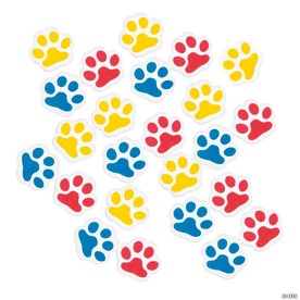 1 1/2" Yellow, Red or Blue Paw Print Rubber Erasers - 24 Pc.
