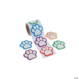 3 1/2" Bright Color Paw Print Paper Name Tags/Labels – 100 Pc.