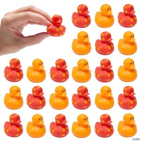 1 1/2" Mini Fall Leaf-Printed Multicolor Rubber Ducks - 24 Pc.