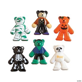 1 1/2" Bulk 48 Pc. Mini Halloween Monster Multicolor Vinyl Bears