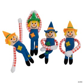 11" Fall Multicolor Long-Arm Stuffed Scarecrows – 12 Pc.