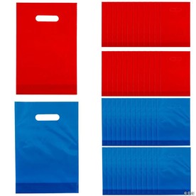 8 1/2" x 12" Bulk 100 Pc. Red & Blue Plastic Goody Bag Kit