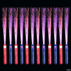 15" Confetti Print Pattern Fiber Optic Light-Up Wand Toys - 12 Pc.