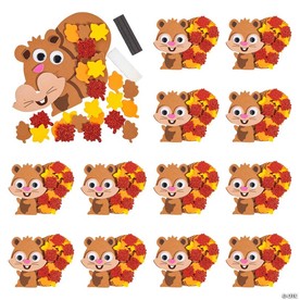 4 1/2" x 3 1/2" Fall Leafy Squirrel Magnet Craft Kit – Makes 12