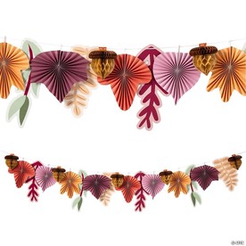Fall Harvest-Themed Cardstock & Honeycomb Mixed Media Garland - 9 ft