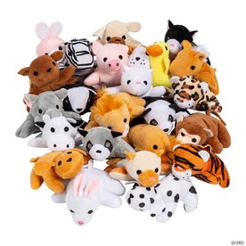 4" Bulk 48 Pc. Mini Pet & Zoo Stuffed Animal Handout Assortment