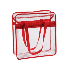 15" x 16" Large Red & Clear Team Spirit Stadium Plastic Tote Bag