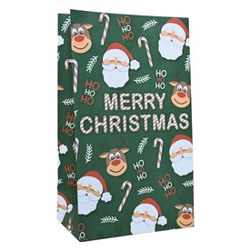 5" x 8 1/2" Merry Christmas Paper Treat Bags with Stickers - 12 Pc.