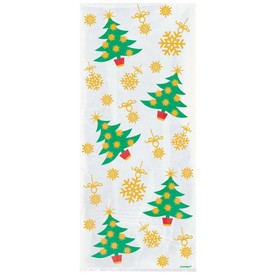 5" x 11" Golden Christmas Cellophane Bags - 20 Pc.