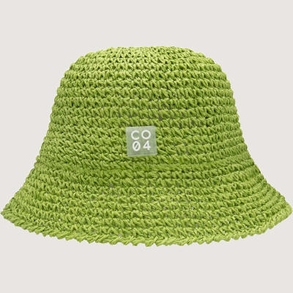 Boho-Hut aus Papierstroh mit knautschbarem Design in Lime