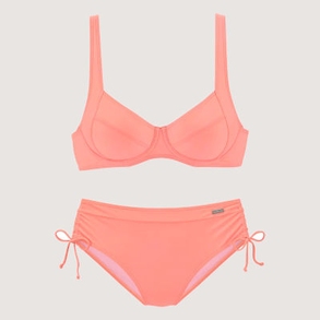 LASCANA Bügel-Bikini mit seitlich geraffter Bikinihose in der Farbe "lachs"