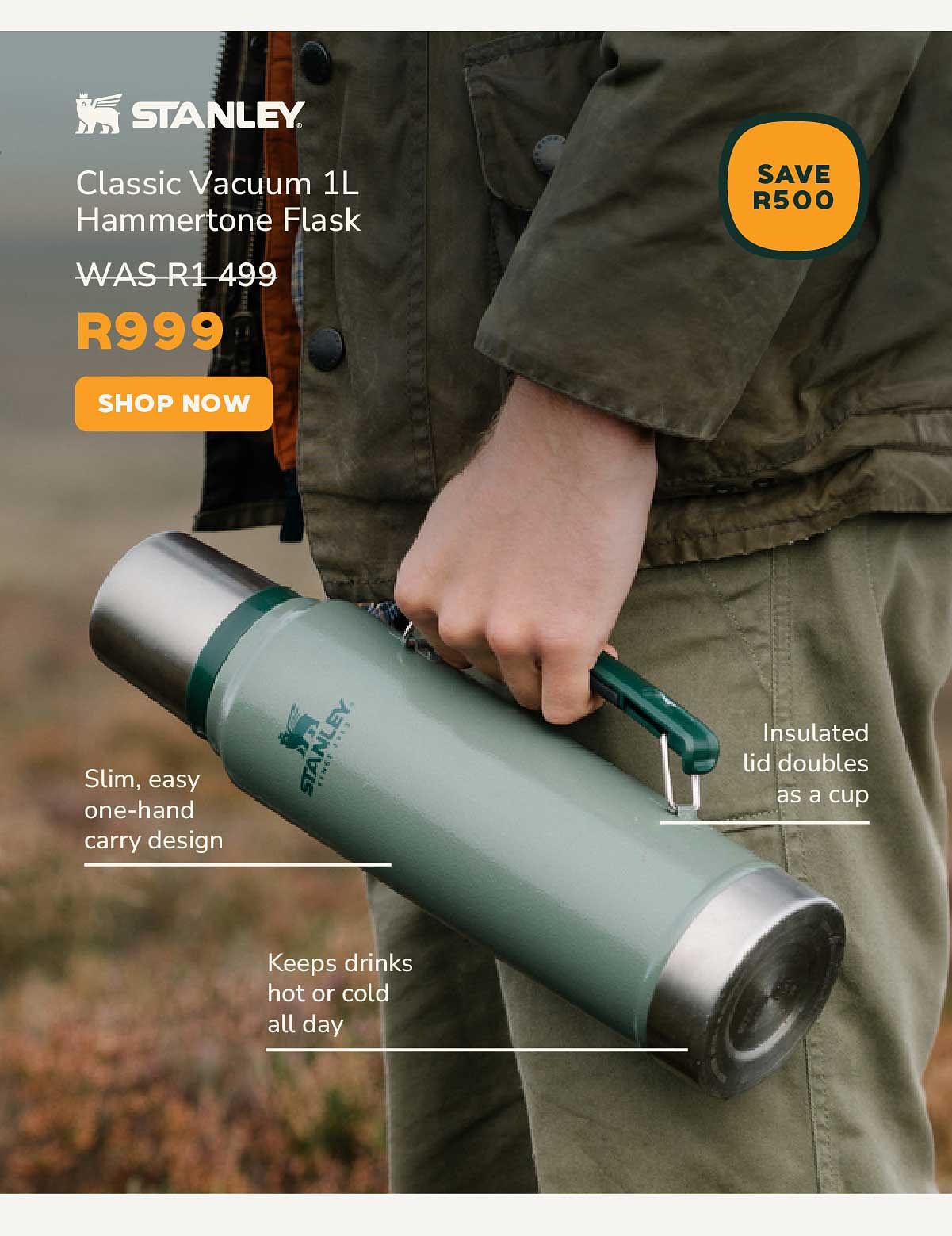 Stanley Classic Vacuum 1L Flask Hammertone Green