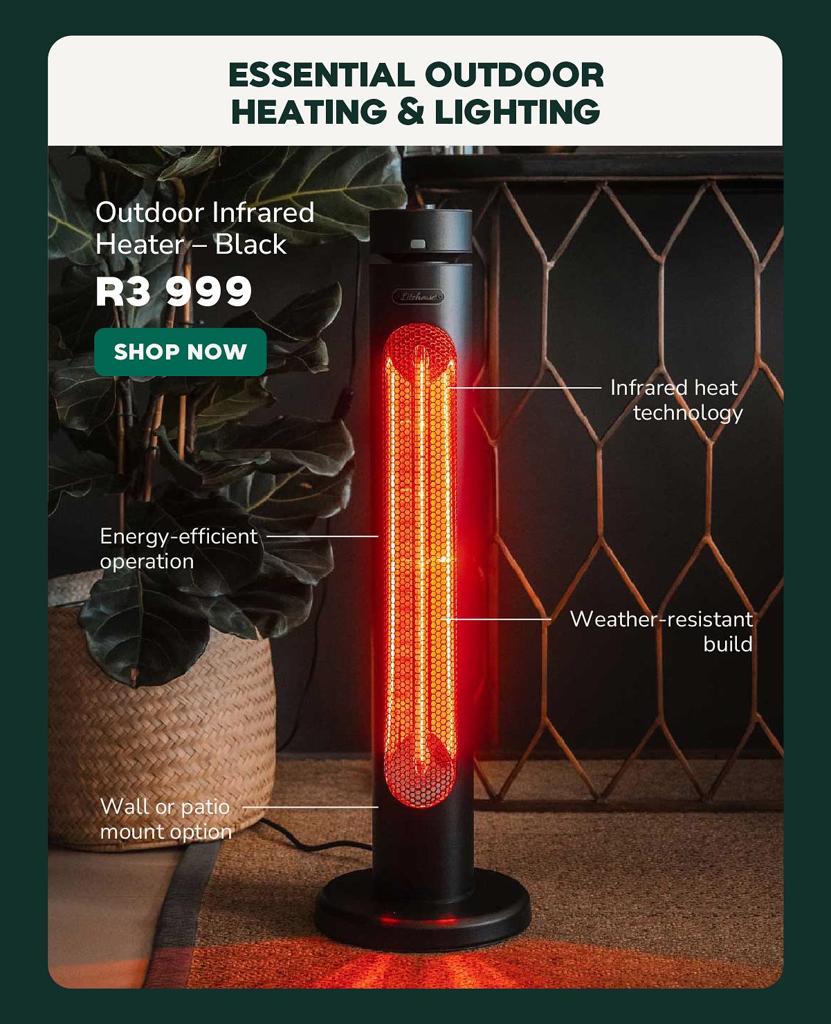 Litehouse Outdoor Infrared Heater - Black