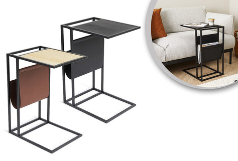 Beistelltisch mit integrierter Zeitschriftenablage