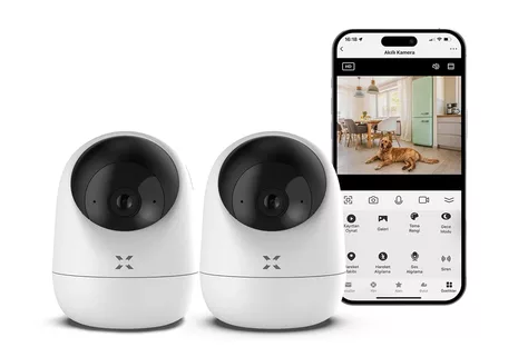 2 drahtlose intelligente Innenkameras f&uuml;r gute Sicherheit