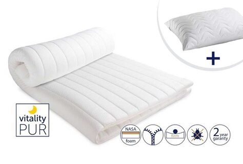Bequeme Sleep Fit Matratzenauflage von Vitality Pur mit kostenlosem Kopfkissen