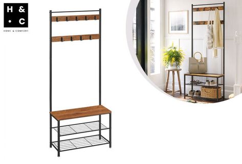 Multifunktionale Garderobe, Schuhablage und Bank in 1