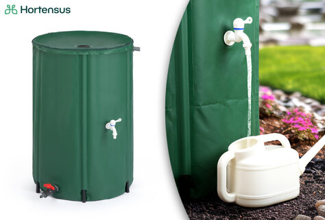 Faltbare 250-Liter-Regentonne mit Wasserhahn