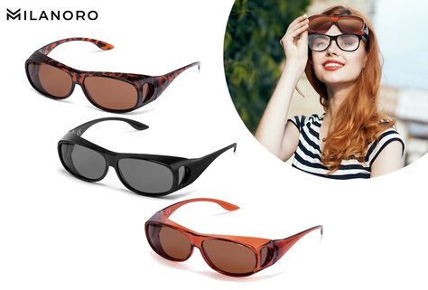 Aufsetz-Sonnenbrille mit polarisierten Gl&auml;sern mit Schutzh&uuml;lle