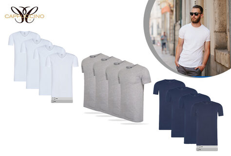 4-er Packung extra lange Baumwolle-T-Shirts der Marke Cappuccino