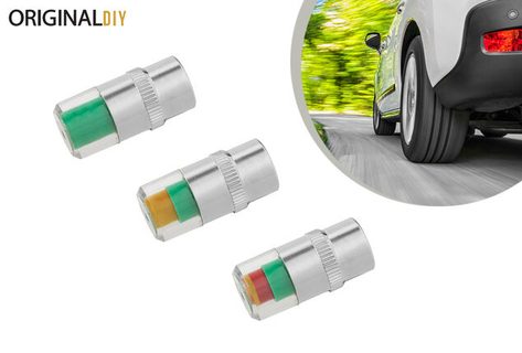 Set bestehend aus 4 Ventilkappen, die Reifendruck messen