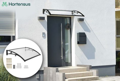 Transparentes Vordach f&uuml;r die Haust&uuml;re mit Aluminiumrahmen - 100 x 60 cm