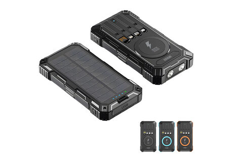 OOQE MultiCharge 4 fortschrittliche All-in-One Powerbank mit Solarpanel
