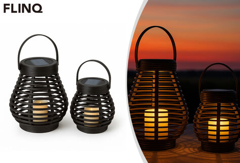 2 solarbetriebene Laternen