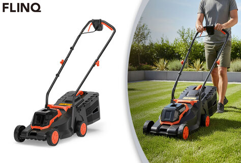 Akkubetriebener Rasenm&auml;her mit 25-Liter-Auffangbeh&auml;lter