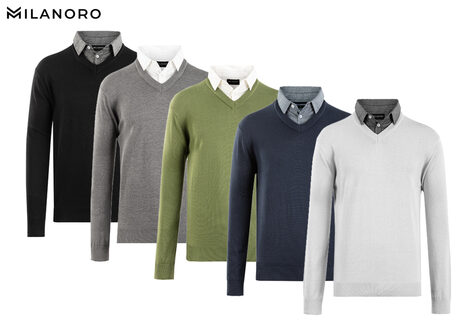 Herrenpullover mit Hemdkragen