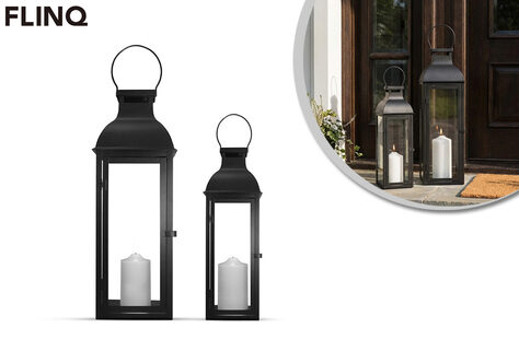 Set mit 2 stimmungsvollen Hurricane-Lampen mit Kerze