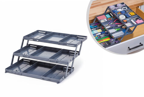 Schubladenorganisator mit ausklappbaren F&auml;chern
