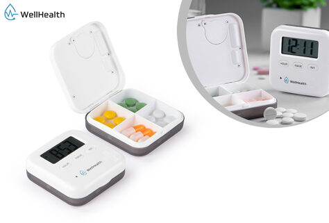 Pillendose mit Timer und 5 Alarmen