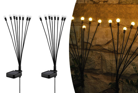 Set mit 2 solarbetriebenen Gl&uuml;hw&uuml;rmchen-Gartenlampen